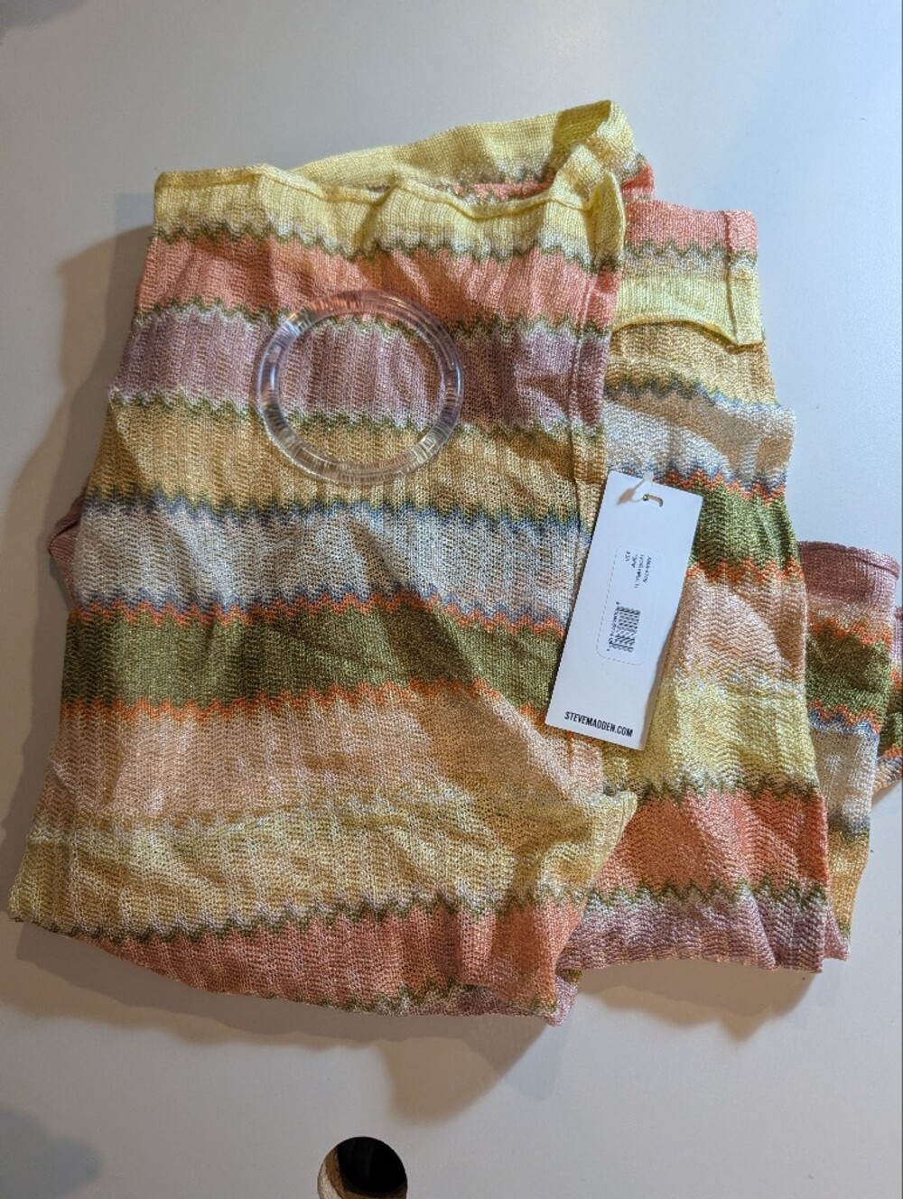 Steve Madden Striped Knit Scarf- Multi Pastel